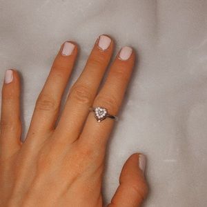 Pink Heart Pandora Ring with 14k Gold Charm